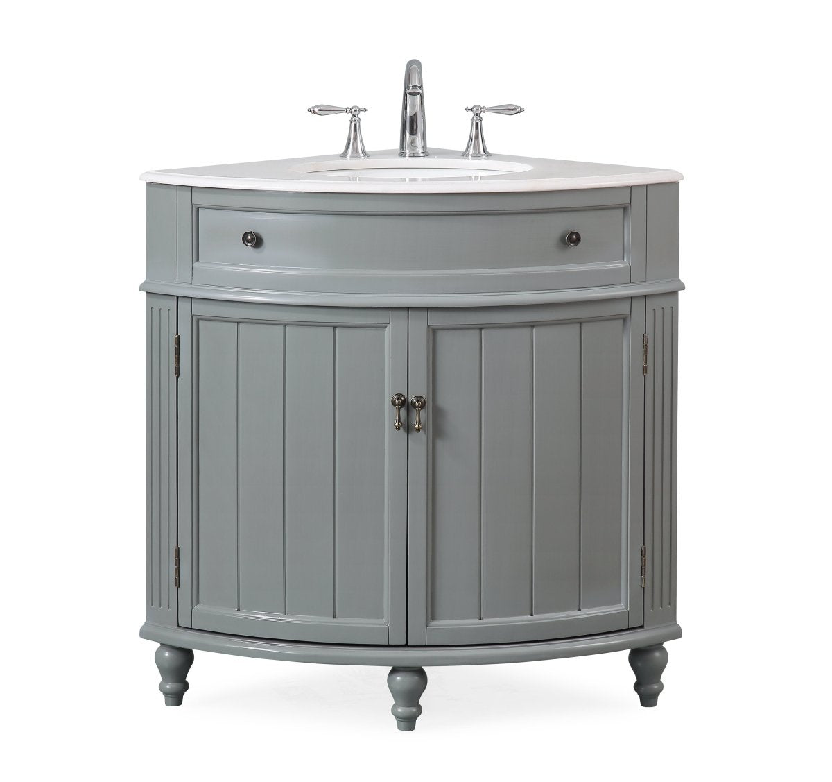 24" Benton Collection Triadsville Gray Farmhouse Corner Bathroom Vanity - ZK-47566CK - Bentoncollections
