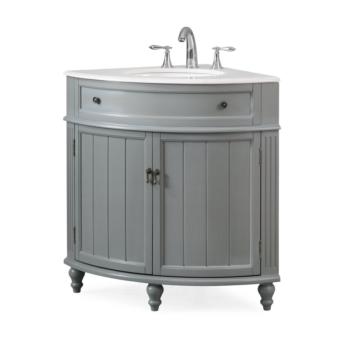 24" Benton Collection Triadsville Gray Farmhouse Corner Bathroom Vanity - ZK-47566CK - Bentoncollections