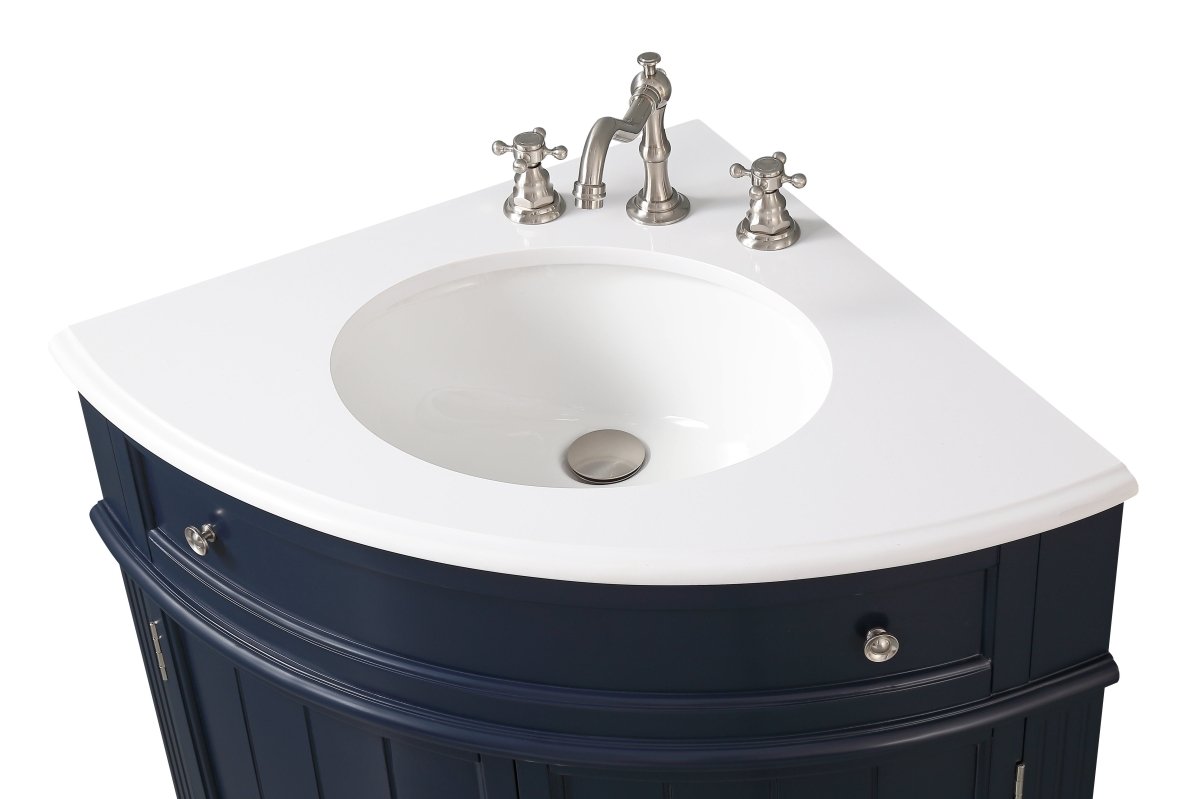 24" Benton Collection Triadsville Navy Blue Corner Bathroom Vanity - ZK-47588NB - Bentoncollections