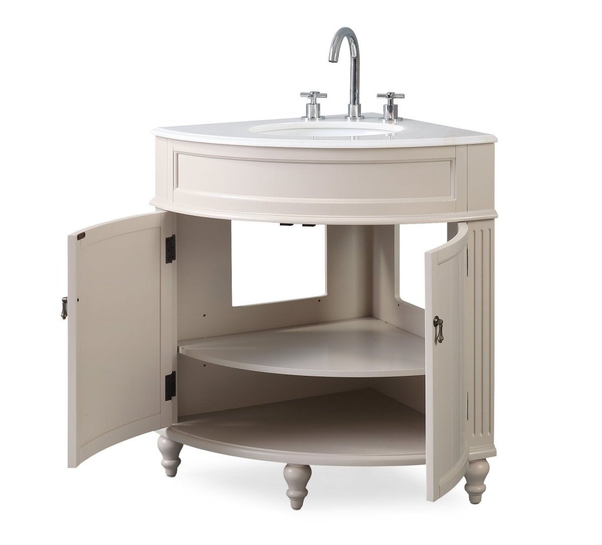 24" Benton Collection Triadsville Taupe Modern Corner Bathroom Vanity - ZK-47599TP - Bentoncollections