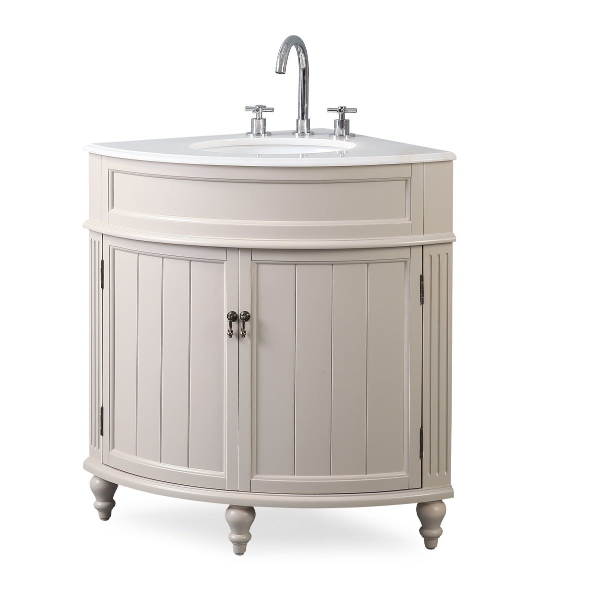 24" Benton Collection Triadsville Taupe Modern Corner Bathroom Vanity - ZK-47599TP - Bentoncollections
