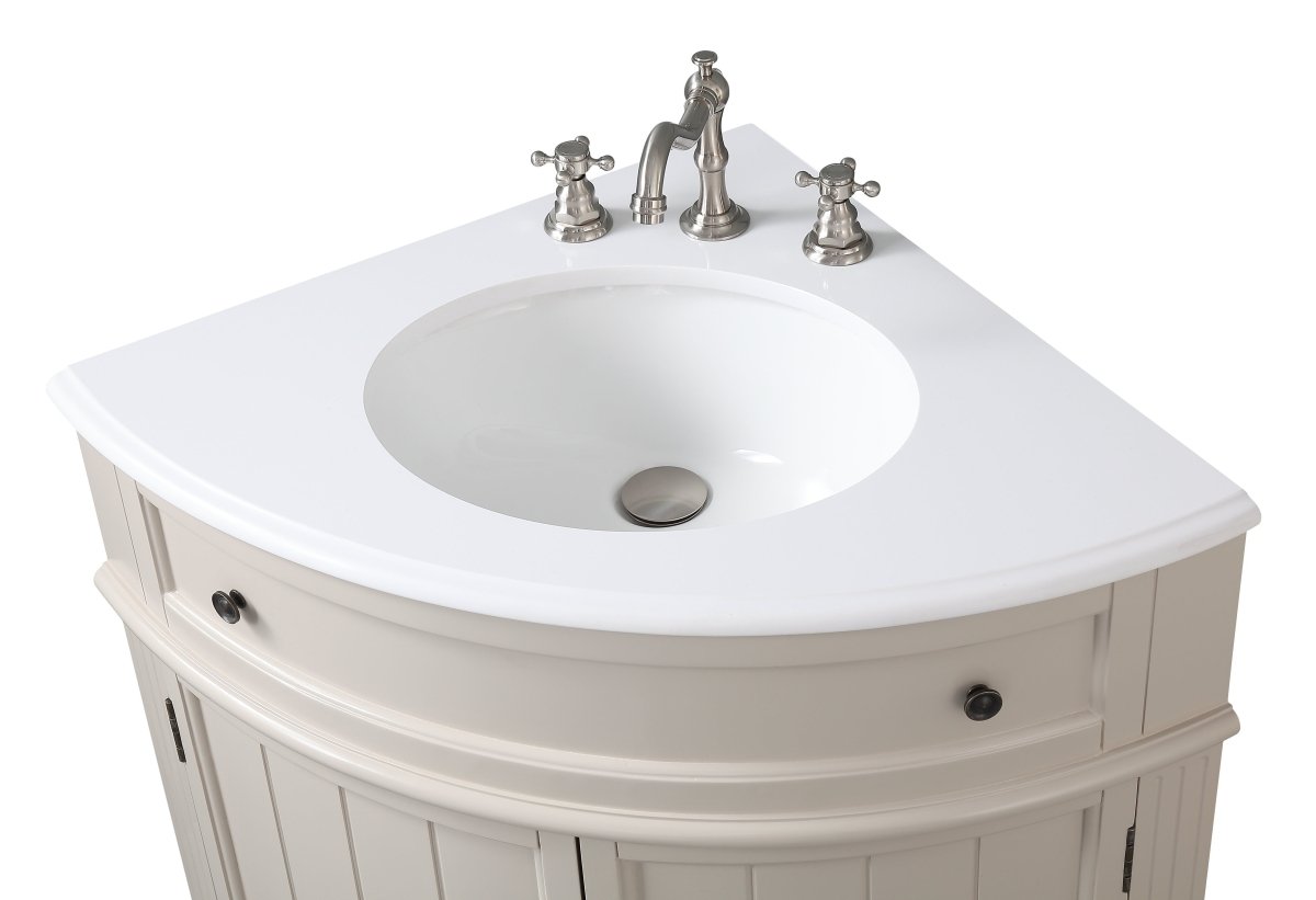 24" Benton Collection Triadsville Taupe Modern Corner Bathroom Vanity - ZK-47599TP - Bentoncollections