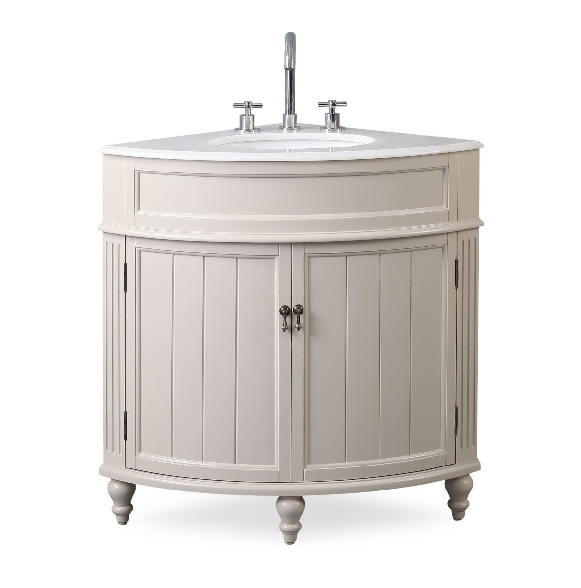 24" Benton Collection Triadsville Taupe Modern Corner Bathroom Vanity - ZK-47599TP - Bentoncollections