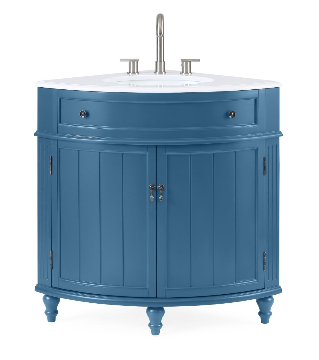 24" Benton Collection Triadsville Teal Blue Corner Bathroom Vanity - ZK-47522TB - Bentoncollections