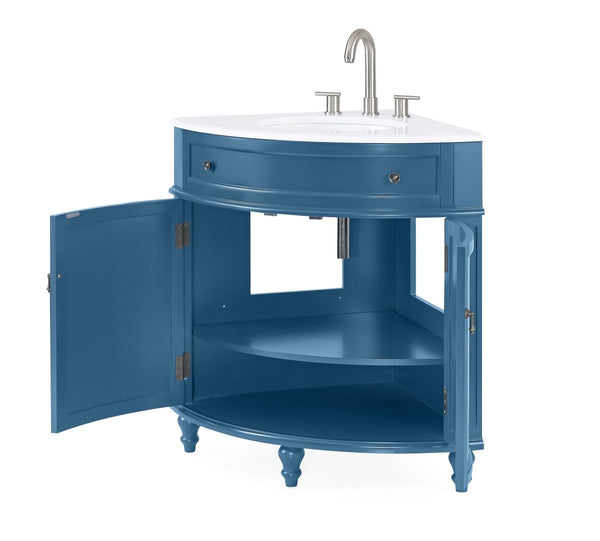 24" Benton Collection Triadsville Teal Blue Corner Bathroom Vanity - ZK-47522TB - Bentoncollections
