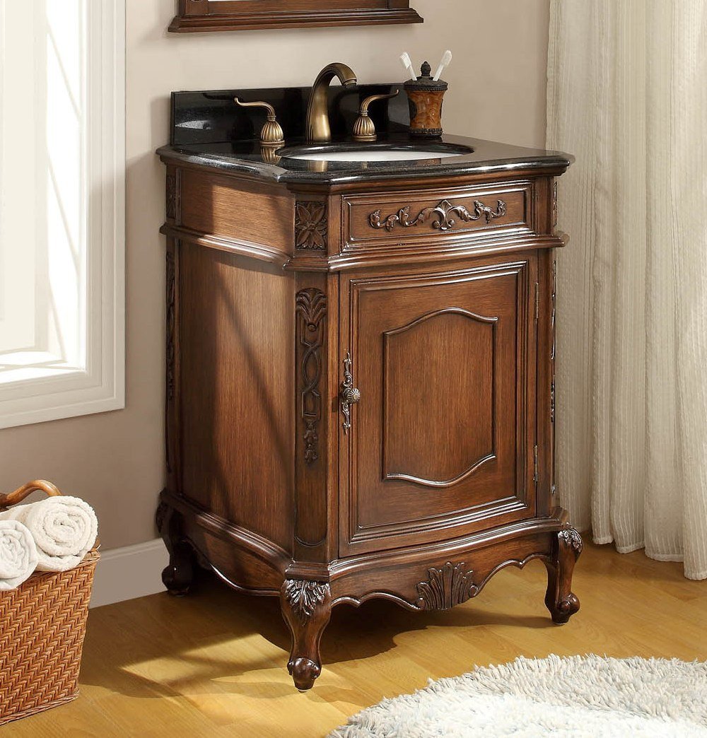 24" Classic Petite Powder Room Debellis Single Sink Bathroom Sink Vanity BWV-047GT - Bentoncollections