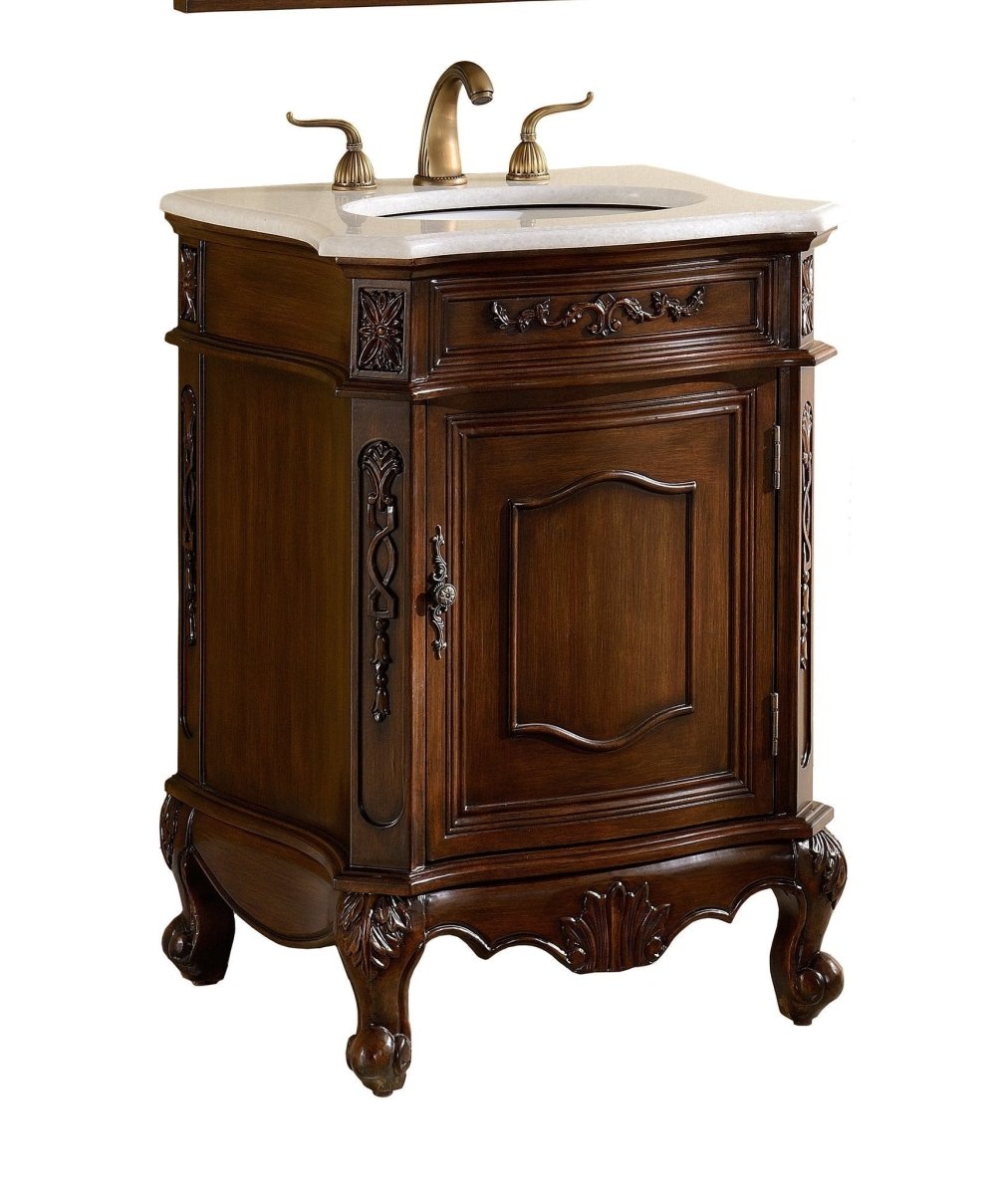 24" Classic Petite Powder Room Debellis Single Sink Bathroom Sink Vanity BWV-047W - Bentoncollections