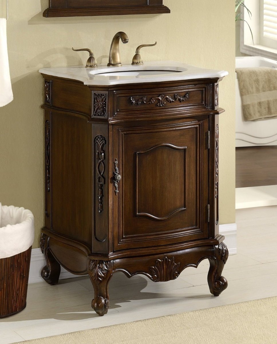 24" Classic Petite Powder Room Debellis Single Sink Bathroom Sink Vanity BWV-047W - Bentoncollections
