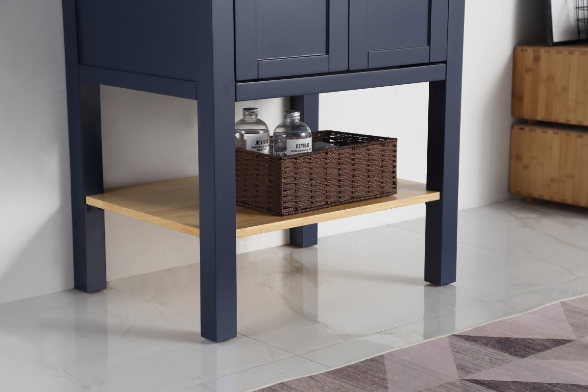 24" Tennant Brand Arola Small Slim Narrow Navy Blue Bathroom Vanity - CL-208NB-24 - Bentoncollections