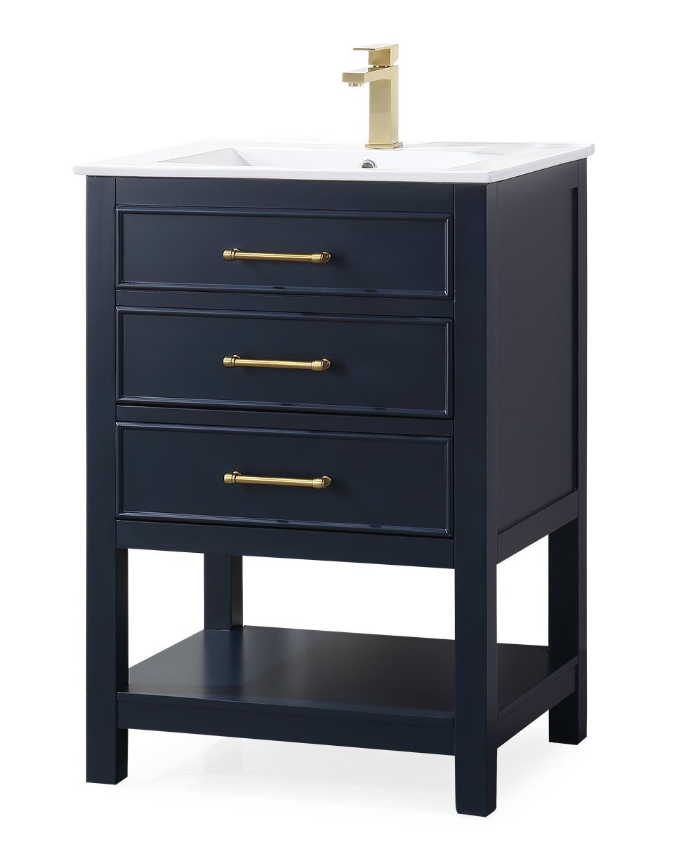 24" Tennant Brand Aruzza Small Slim Narrow Navy Blue Bathroom Vanity 2822-V24NB - Bentoncollections