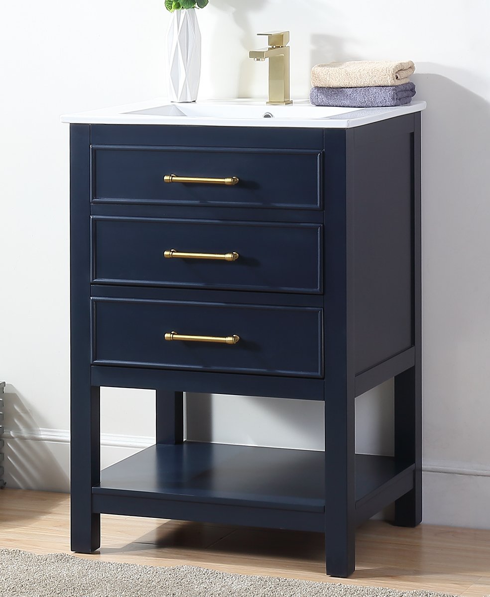 24" Tennant Brand Aruzza Small Slim Narrow Navy Blue Bathroom Vanity 2822-V24NB - Bentoncollections