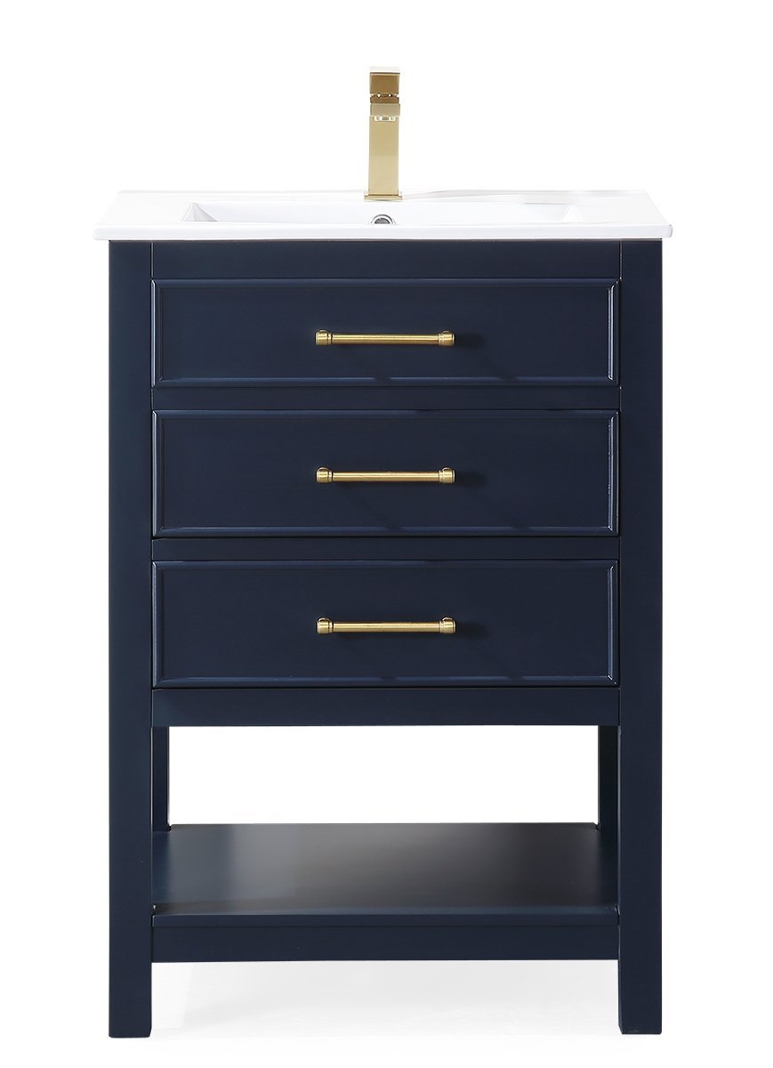 24" Tennant Brand Aruzza Small Slim Narrow Navy Blue Bathroom Vanity 2822-V24NB - Bentoncollections