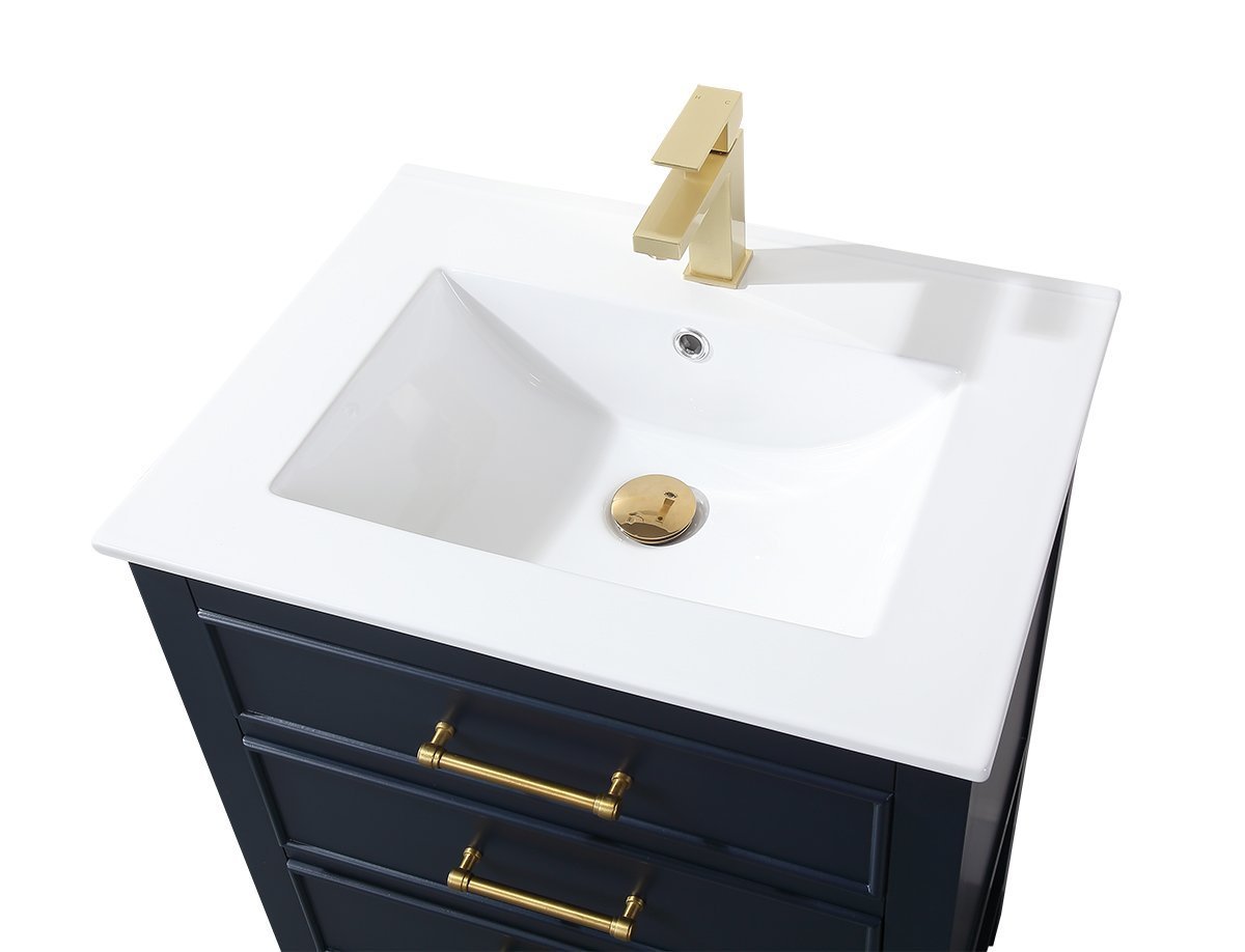 24" Tennant Brand Aruzza Small Slim Narrow Navy Blue Bathroom Vanity 2822-V24NB - Bentoncollections