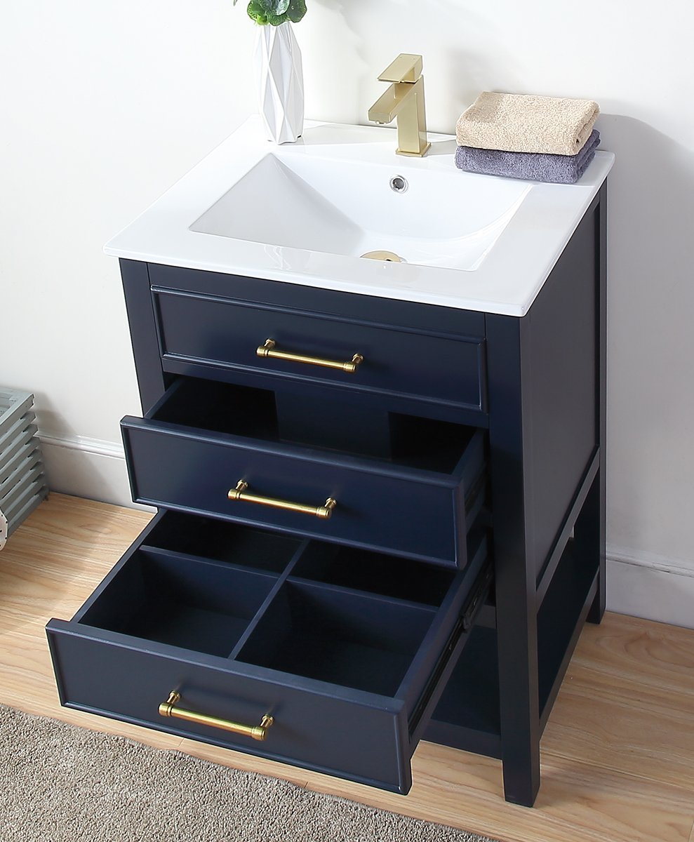 24" Tennant Brand Aruzza Small Slim Narrow Navy Blue Bathroom Vanity 2822-V24NB - Bentoncollections