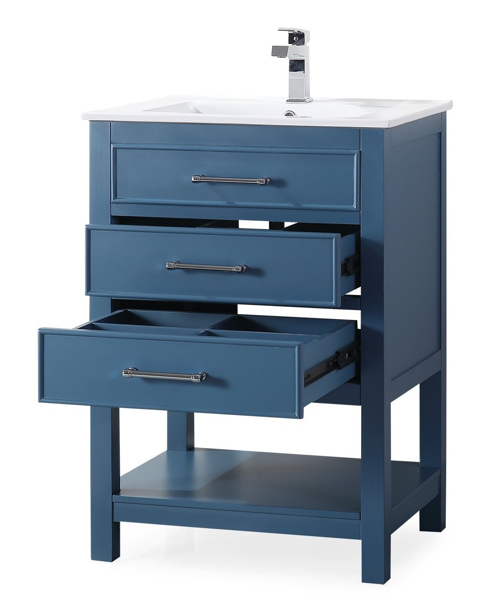 24" Tennant Brand Aruzza Small Slim Narrow Teal Blue Bathroom Vanity 2822-V24TB - Bentoncollections