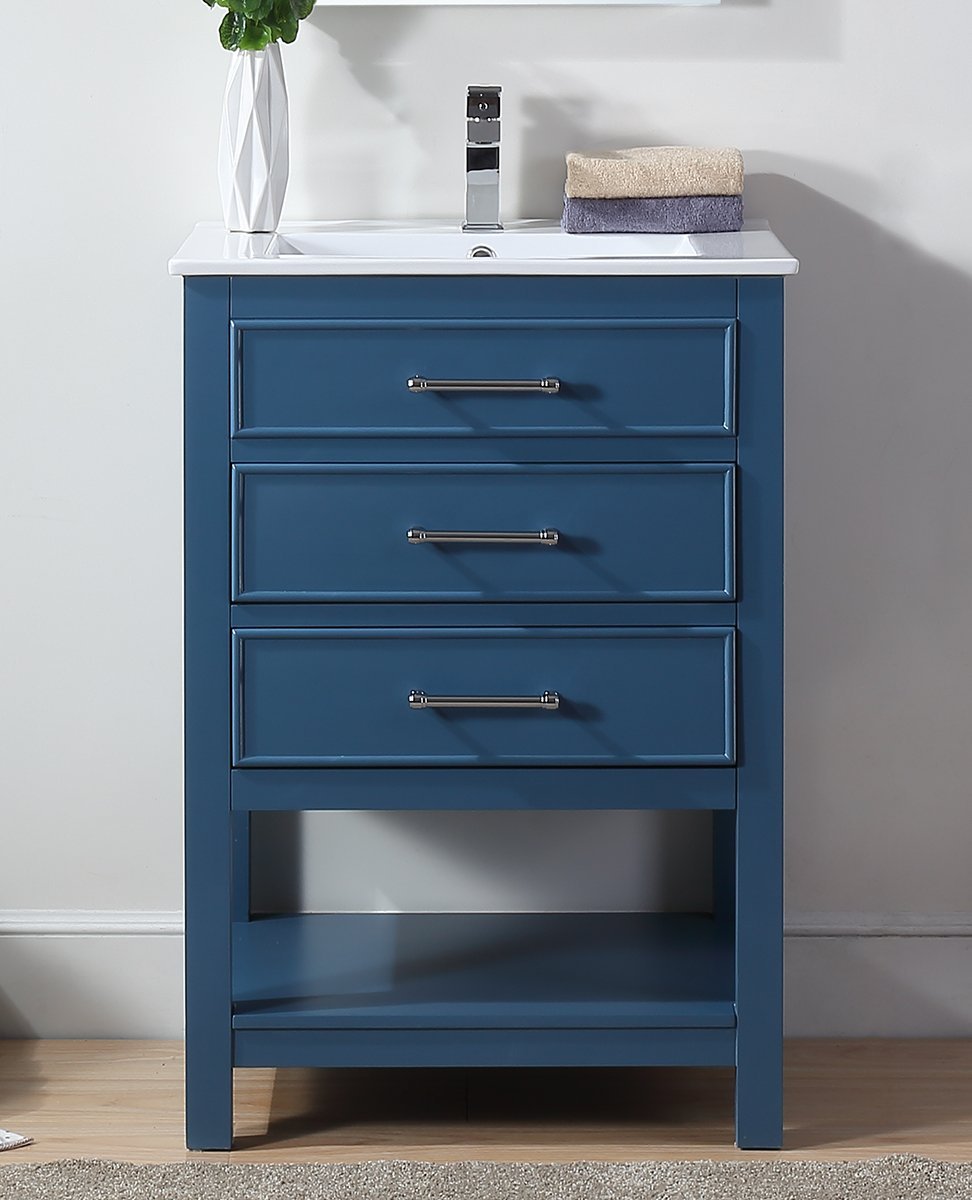 24" Tennant Brand Aruzza Small Slim Narrow Teal Blue Bathroom Vanity 2822-V24TB - Bentoncollections