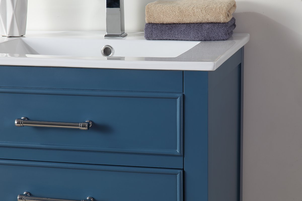24" Tennant Brand Aruzza Small Slim Narrow Teal Blue Bathroom Vanity 2822-V24TB - Bentoncollections