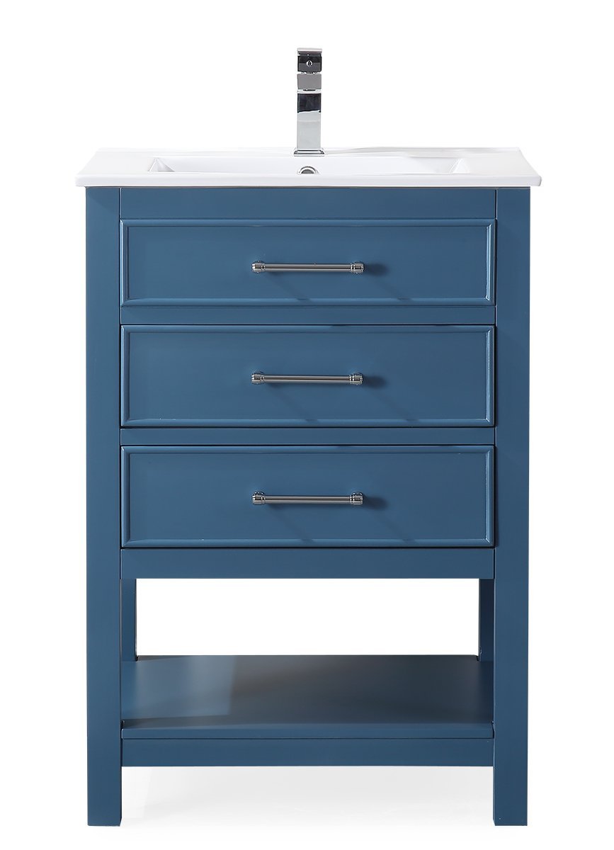 24" Tennant Brand Aruzza Small Slim Narrow Teal Blue Bathroom Vanity 2822-V24TB - Bentoncollections