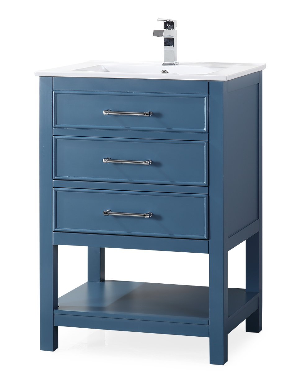 24" Tennant Brand Aruzza Small Slim Narrow Teal Blue Bathroom Vanity 2822-V24TB - Bentoncollections