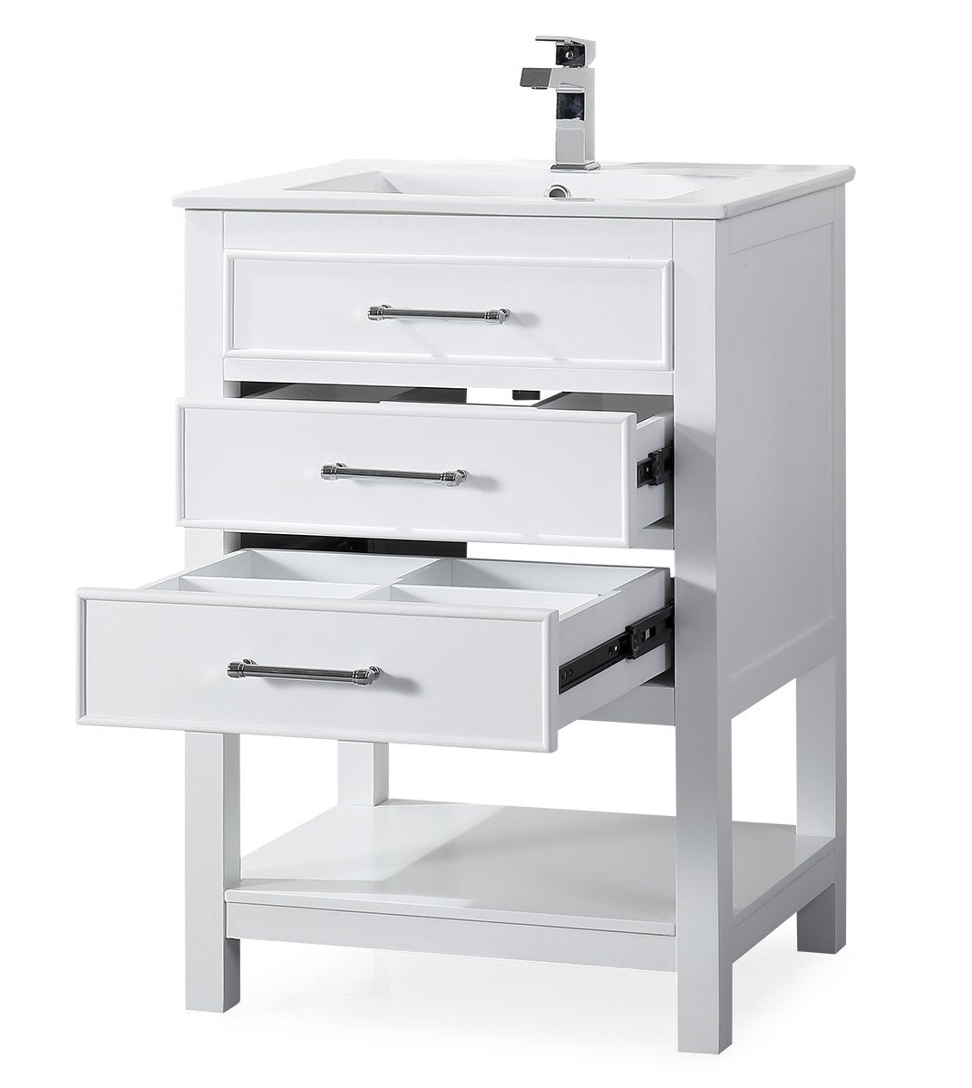 24" Tennant Brand Aruzza Small Slim Narrow White Bathroom Vanity 2822-V24W - Bentoncollections