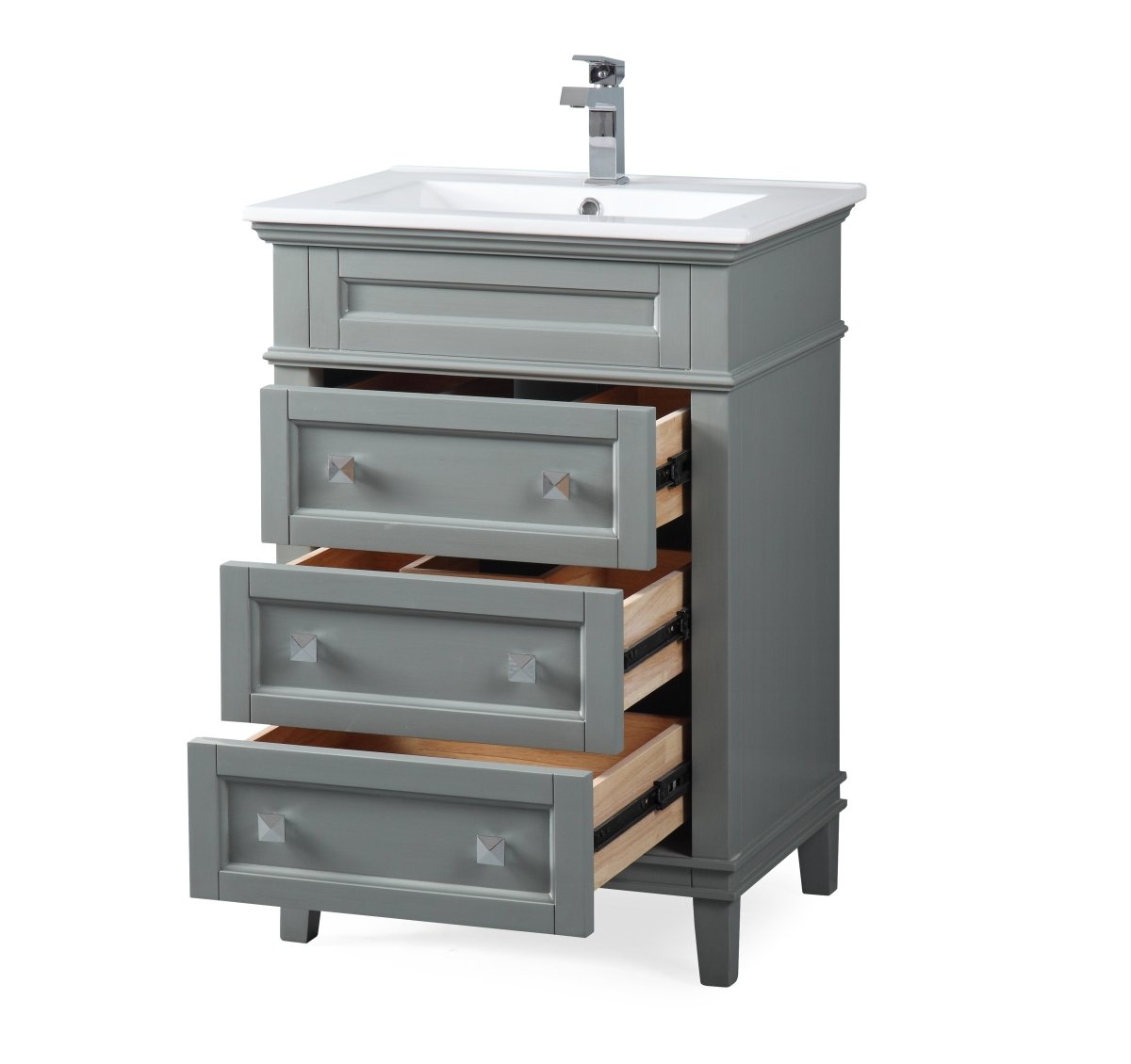 24” Tennant Brand Felix Modern Gray Sink Bathroom Vanity - ZK-1810-Z24CK - Bentoncollections