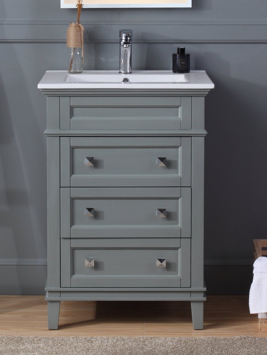 24” Tennant Brand Felix Modern Gray Sink Bathroom Vanity - ZK-1810-Z24CK - Bentoncollections