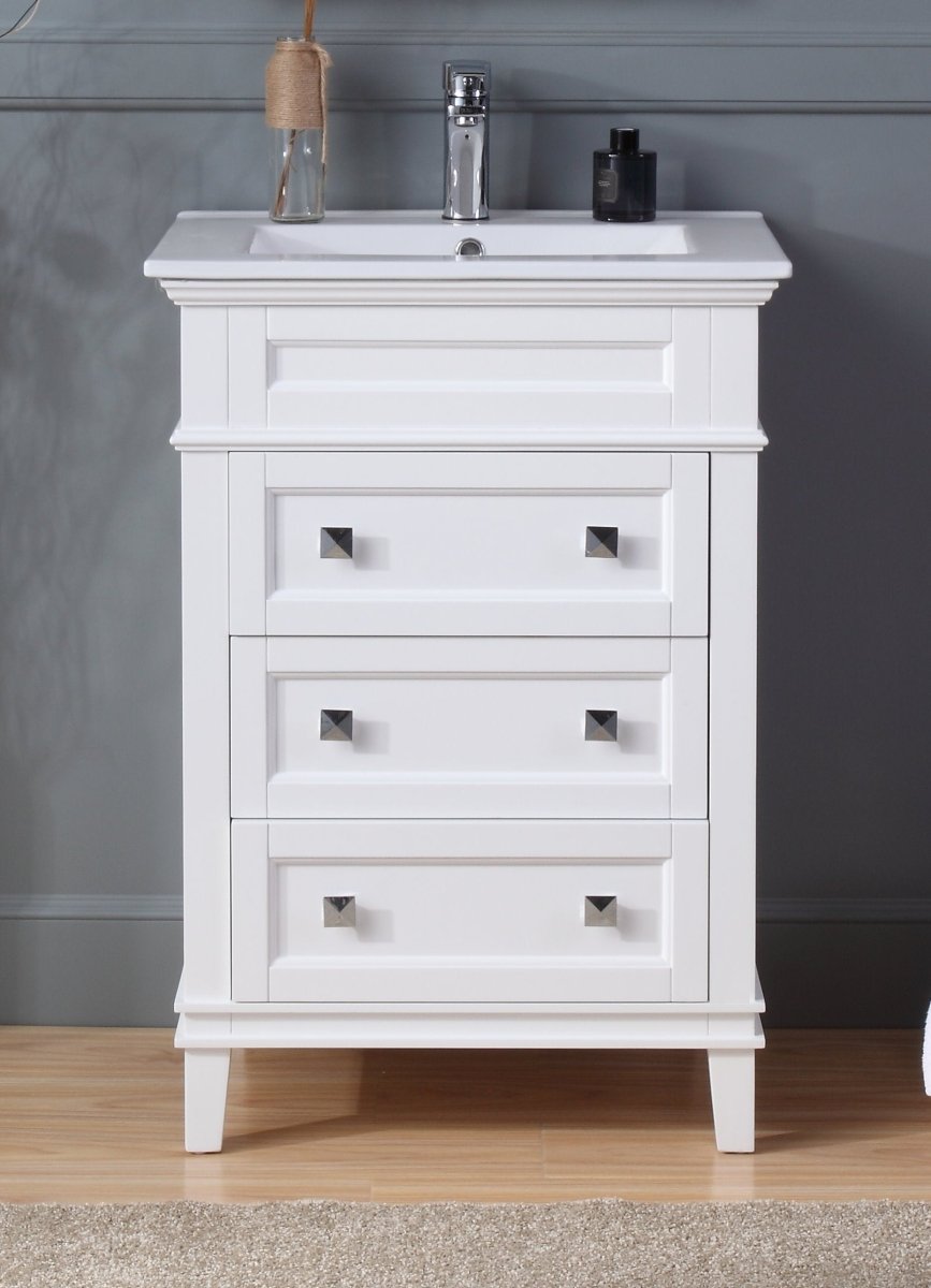 24" Tennant Brand Felix Modern White Sink Bathroom Vanity - ZK-1810-Z24AW - Bentoncollections