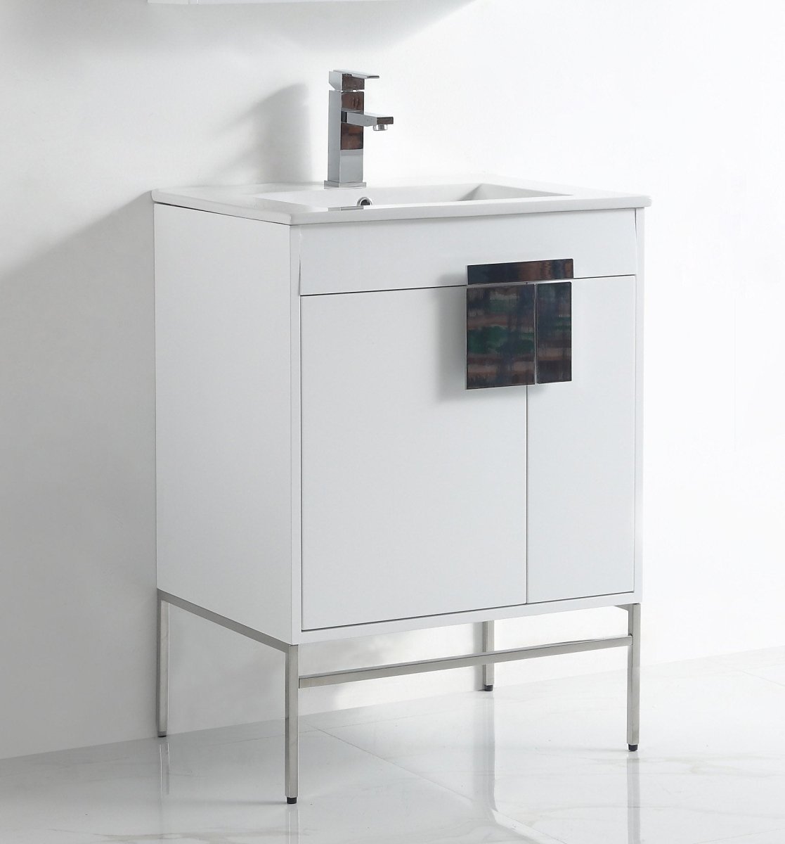 24" Tennant Brand Kuro Minimalistic White Bathroom Vanity - CL-101WH-24ZI - Bentoncollections