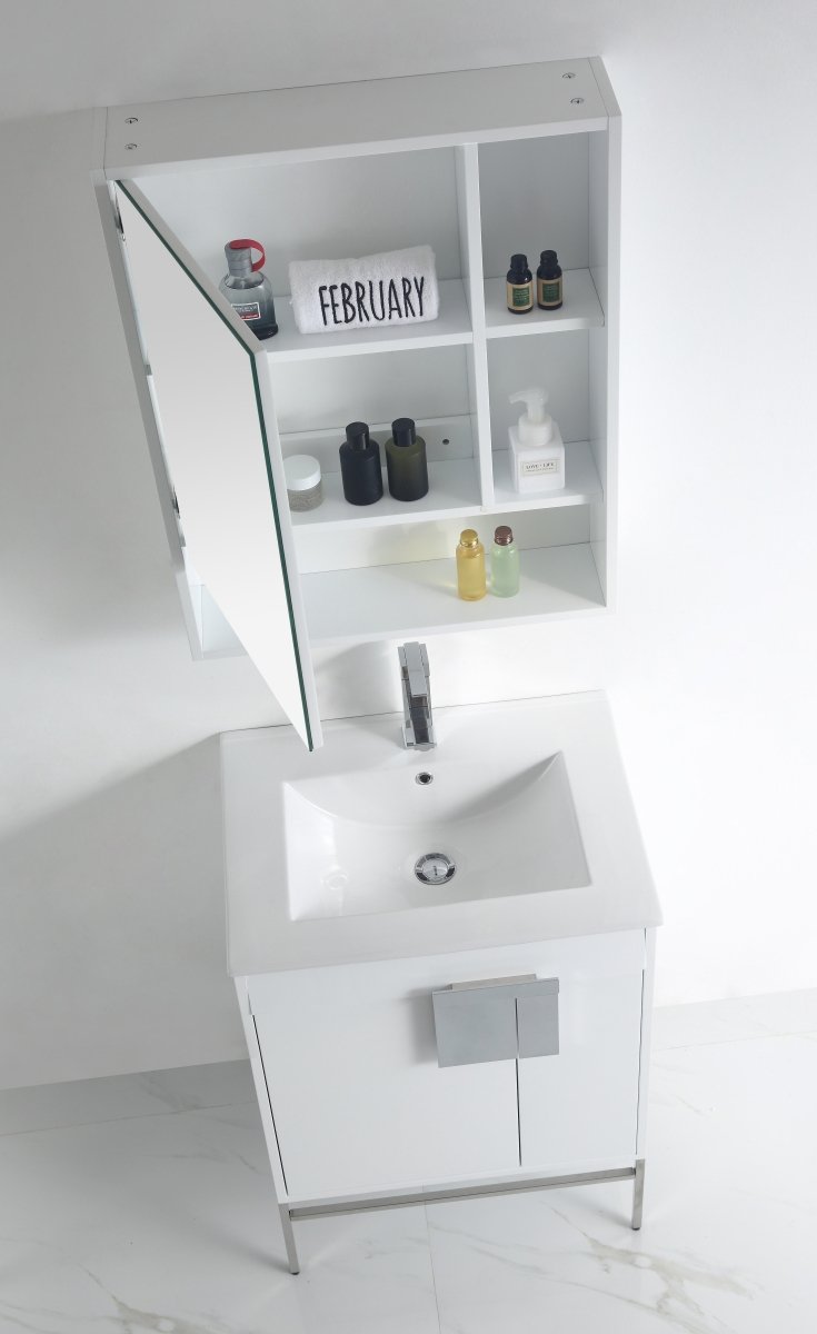 24" Tennant Brand Kuro Minimalistic White Bathroom Vanity - CL-101WH-24ZI - Bentoncollections
