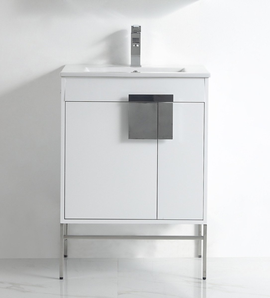 24" Tennant Brand Kuro Minimalistic White Bathroom Vanity - CL-101WH-24ZI - Bentoncollections