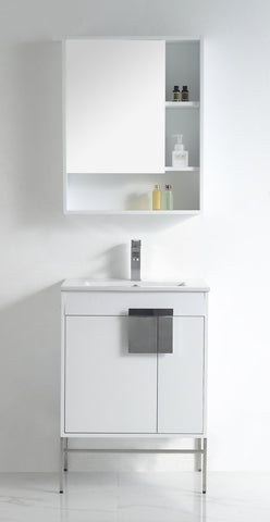24" Tennant Brand Kuro Minimalistic White Bathroom Vanity - CL-101WH-24ZI - Bentoncollections