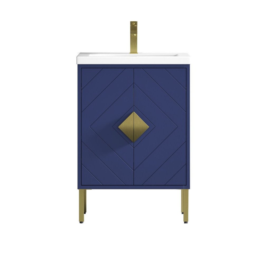 24" Tennant Brand Modern Style Navy Blue Eileen Bathroom Sink Vanity - AC-66NB24 - Bentoncollections