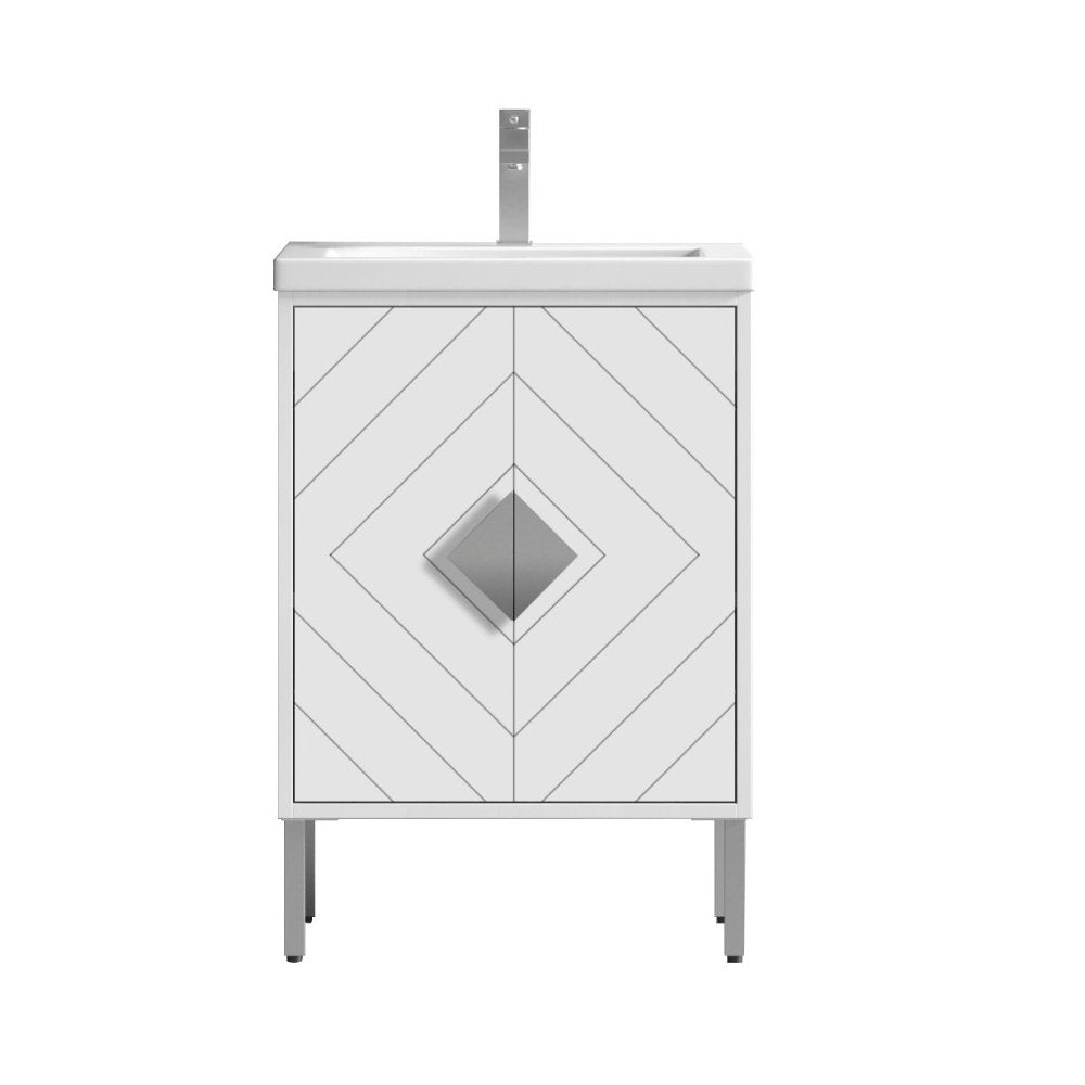24" Tennant Brand Modern Style White Eileen Bathroom Sink Vanity - AC-66WT24 - Bentoncollections