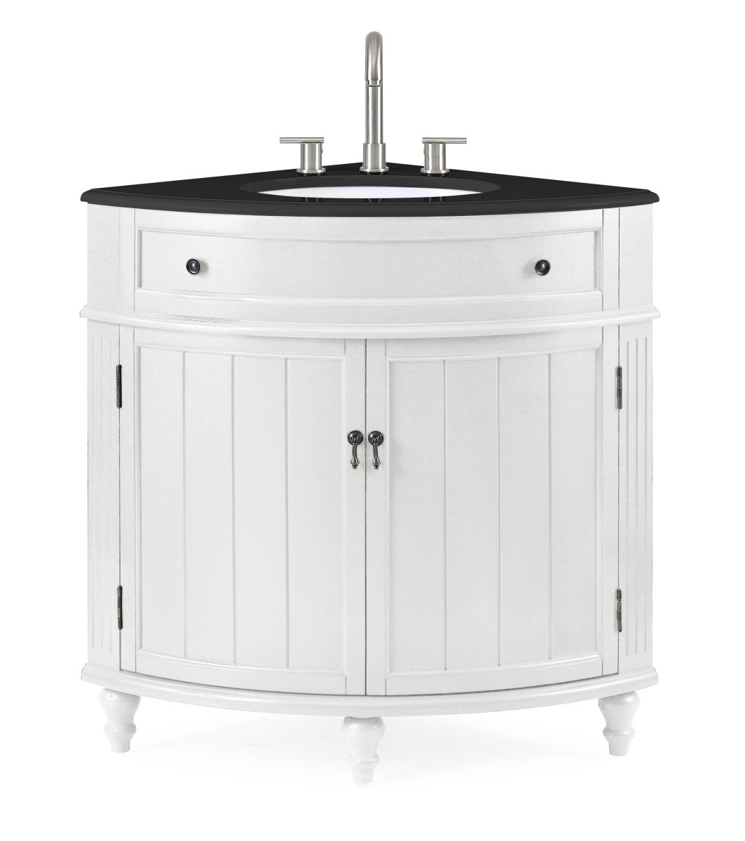 24" Triadsville Corner Shape White Bathroom Sink Vanity With Marble Top - Model # CF-47533GT - Bentoncollections