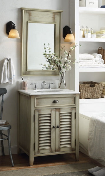 26" Benton Collection Distressed beige Abbeville Bathroom Sink Vanity - CF-28323 - Bentoncollections