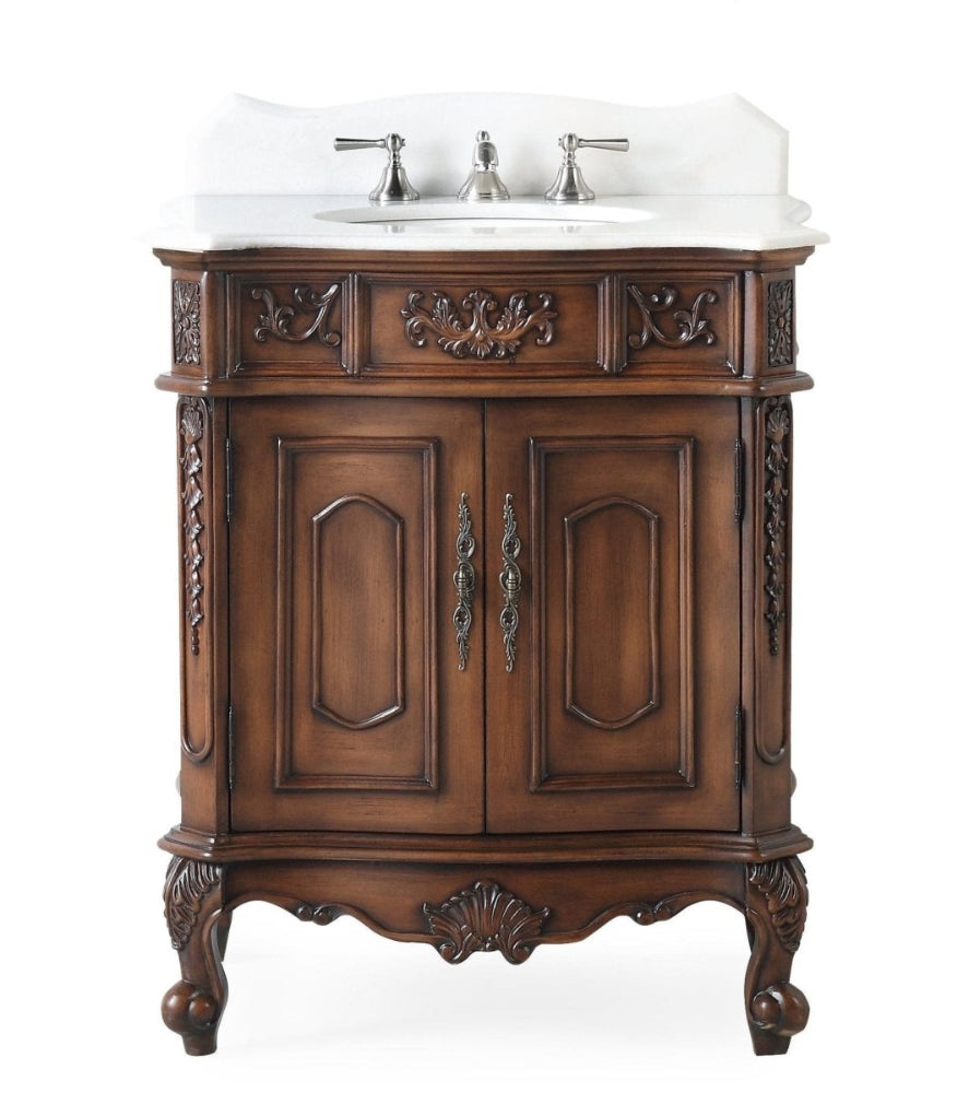 30 Inch Antique Style Old Timer Classic Cherry Wood Ellenton Bathroom Sink Vanity