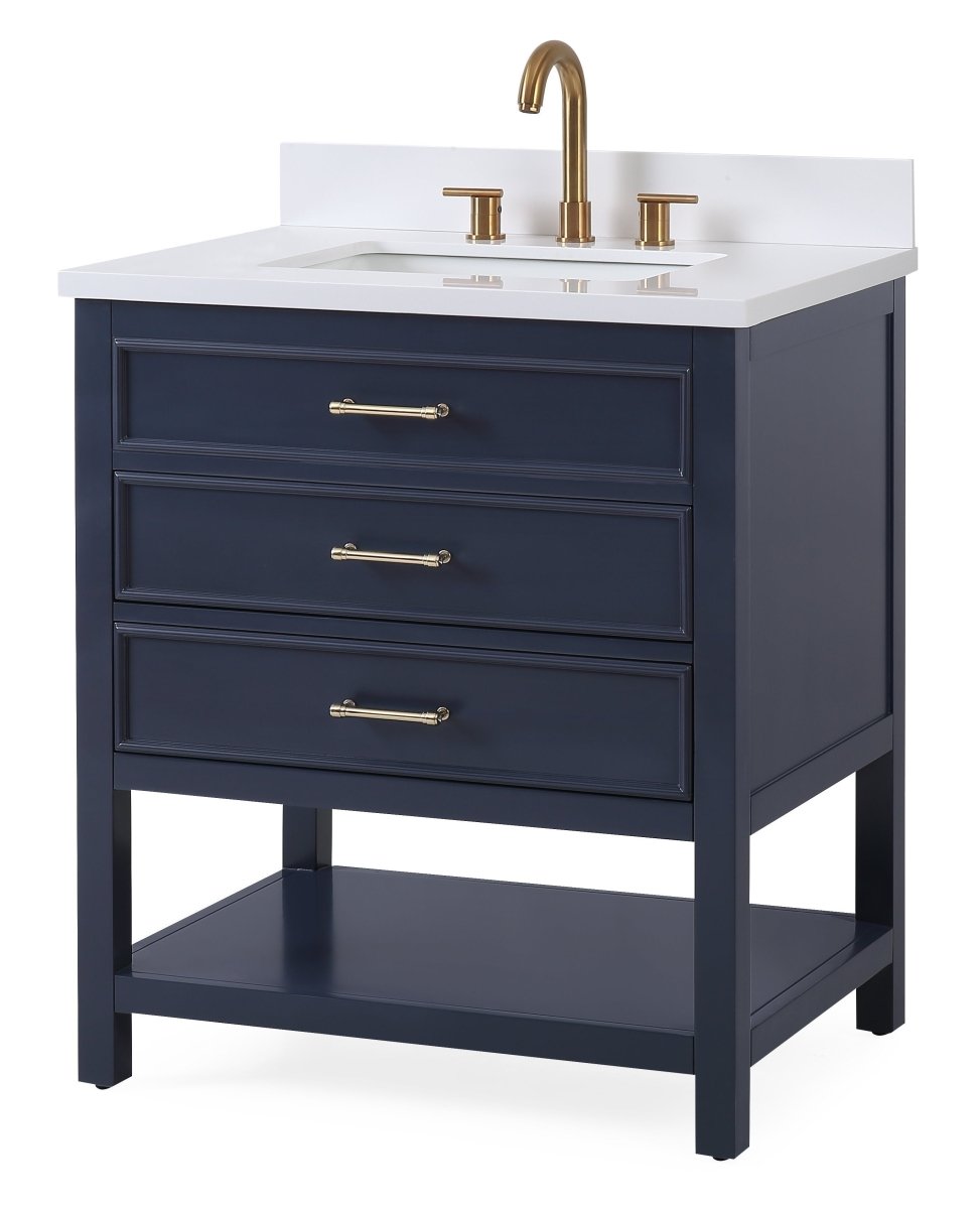 30" Felton Navy Blue Modern Single Sink Bathroom Vanity 7206-NB30 - Bentoncollections