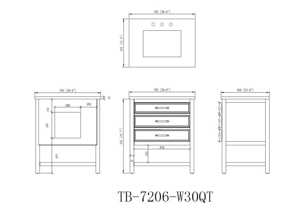 30" Felton Navy Blue Modern Single Sink Bathroom Vanity 7206-NB30 - Bentoncollections