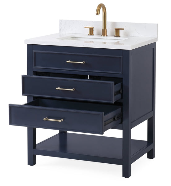 30" Felton Navy Blue Modern Single Sink Bathroom Vanity 7206-NB30 - Bentoncollections