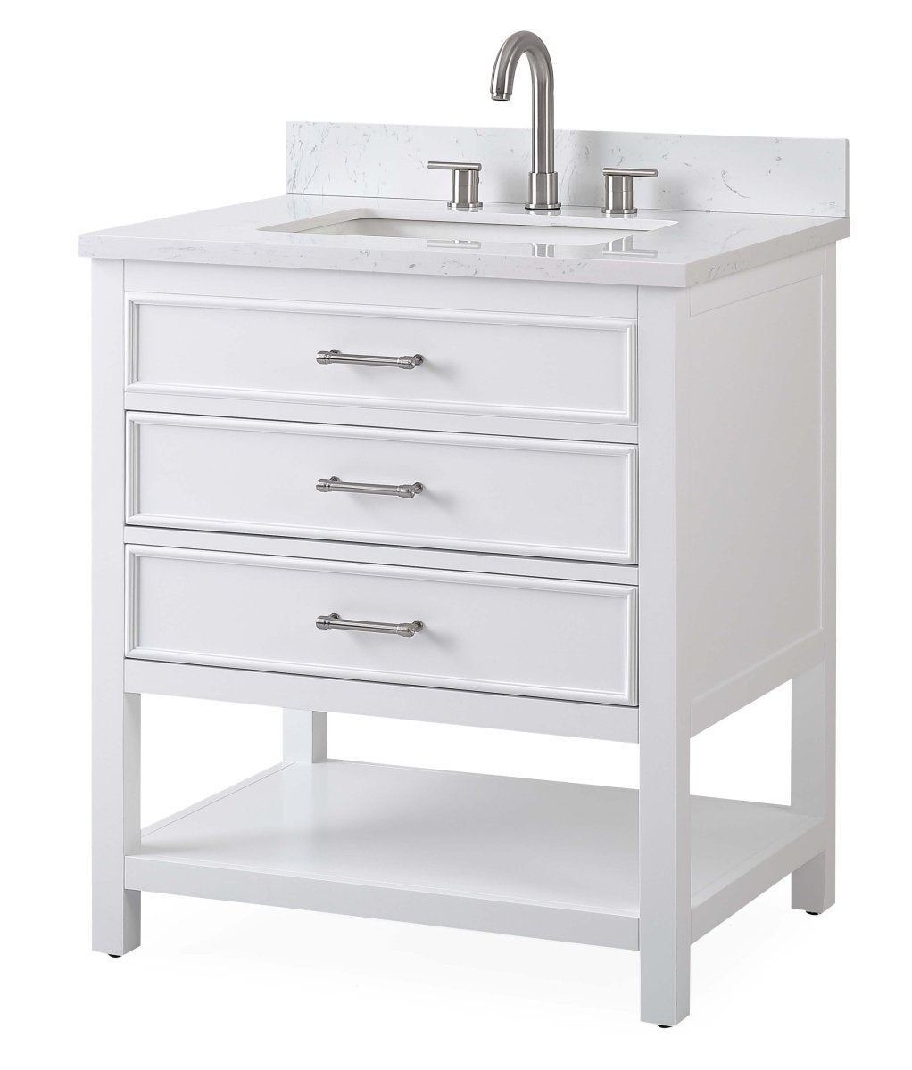 30" Felton White Modern Single Sink Bathroom Vanity 7206-W30 - Bentoncollections