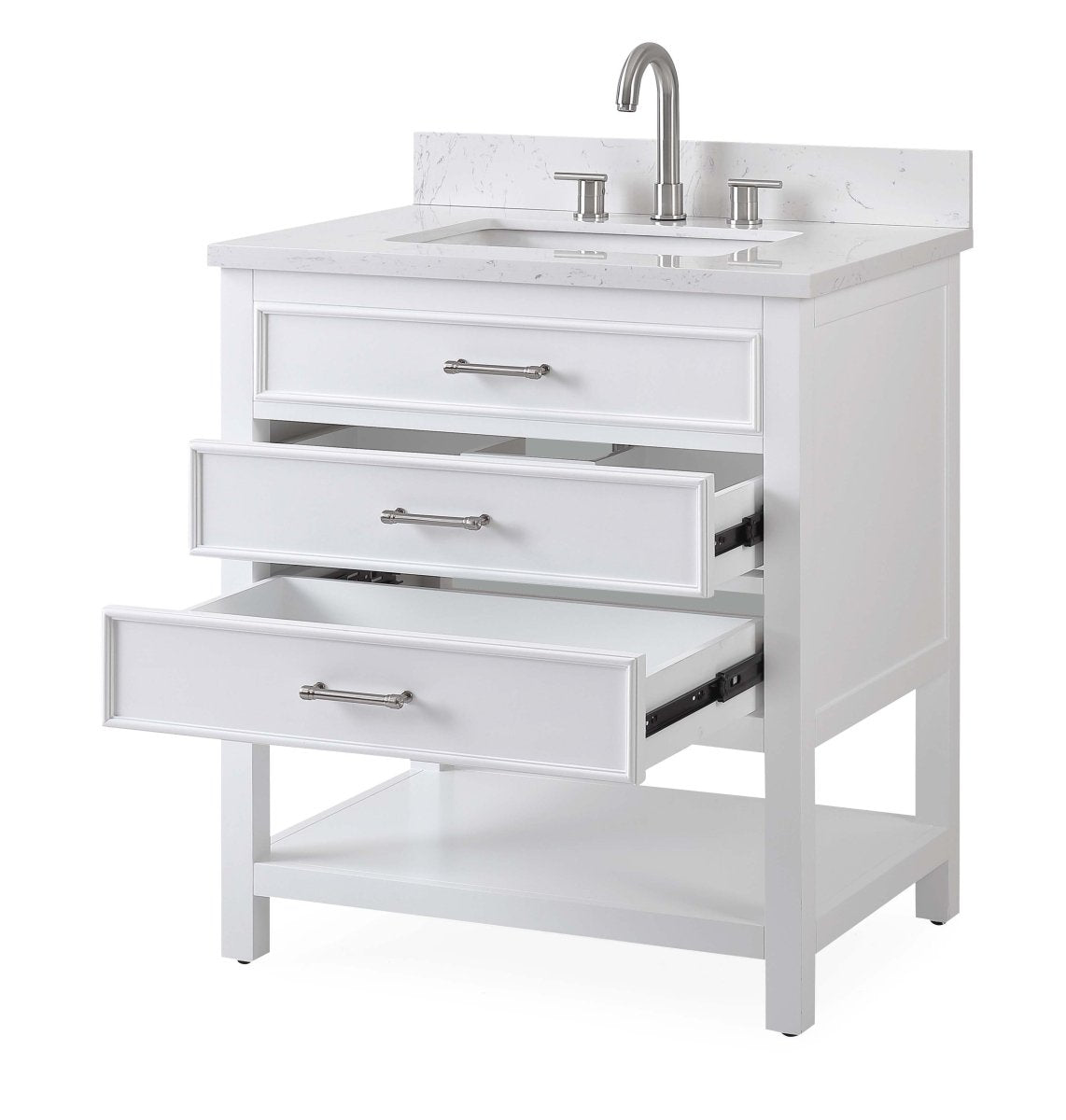 30" Felton White Modern Single Sink Bathroom Vanity 7206-W30 - Bentoncollections
