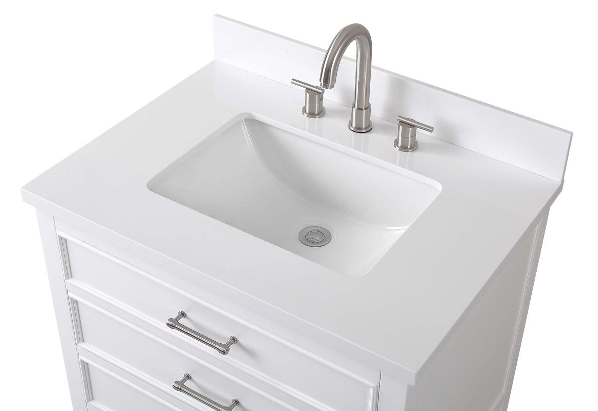 30" Felton White Modern Single Sink Bathroom Vanity 7206-W30 - Bentoncollections