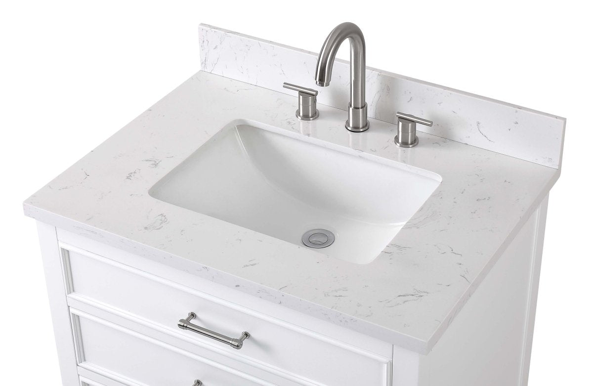 30" Felton White Modern Single Sink Bathroom Vanity 7206-W30 - Bentoncollections