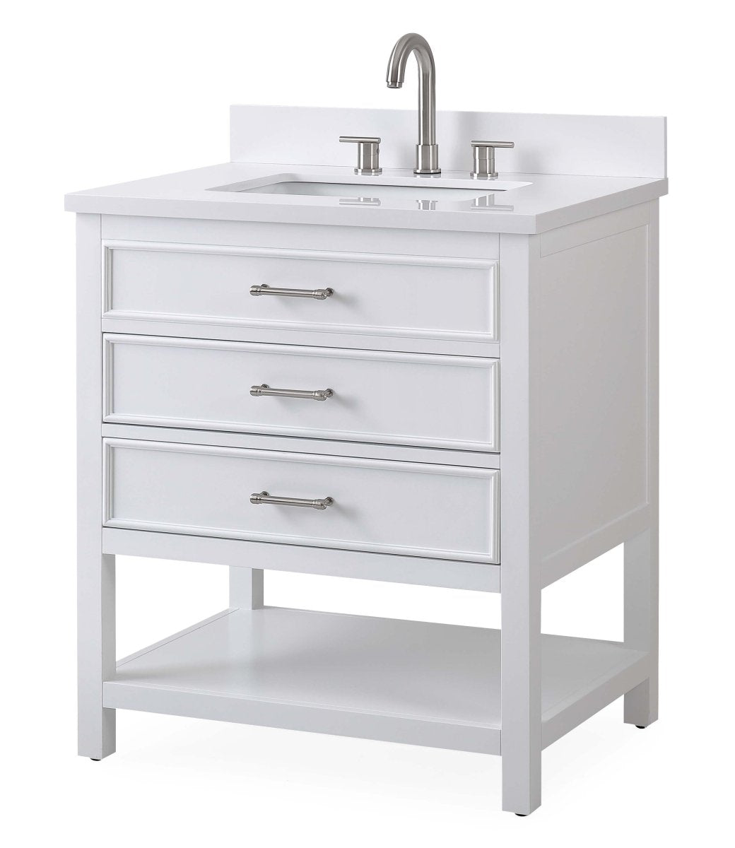30" Felton White Modern Single Sink Bathroom Vanity 7206-W30 - Bentoncollections