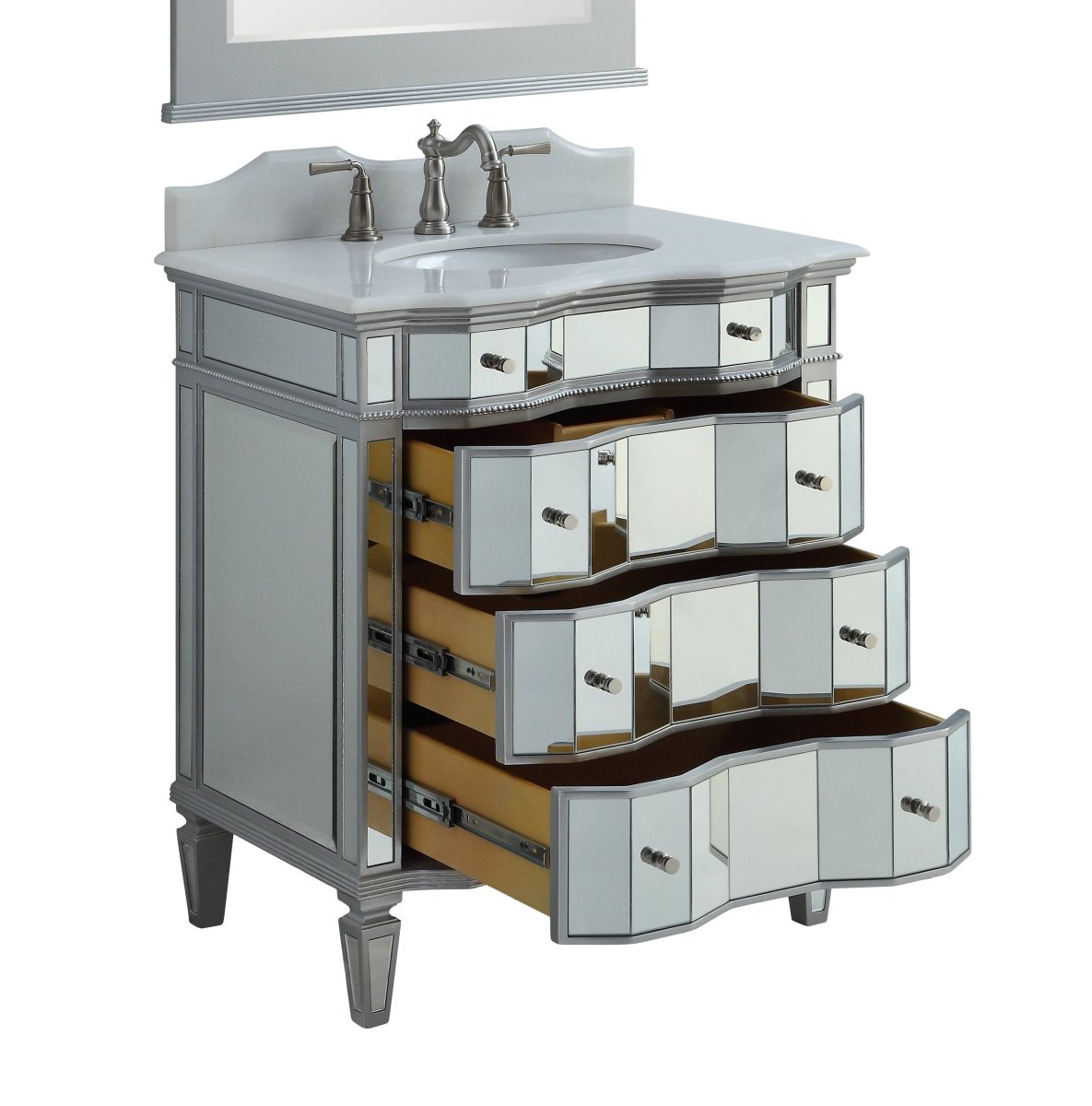 30" Mirrored Asselin Bathroom Sink Vanity - Model # K2274-30 - Bentoncollections
