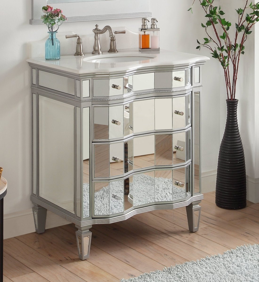 30" Mirrored Asselin Bathroom Sink Vanity - Model # K2274-30 - Bentoncollections