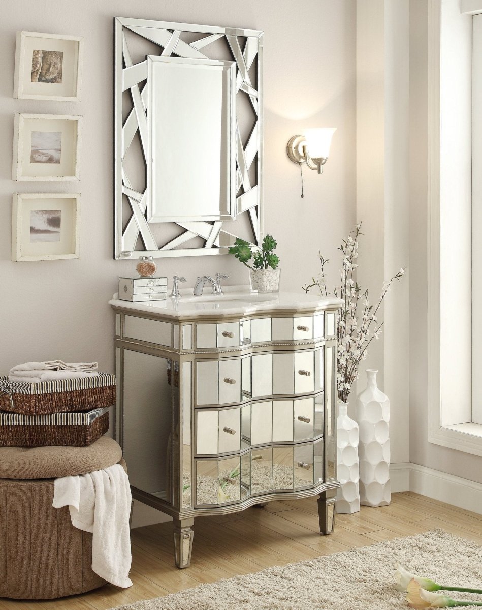 30" Mirrored Asselin Bathroom Sink Vanity - Model # K2274-30 - Bentoncollections