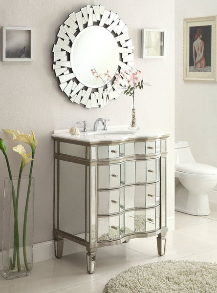 30" Mirrored Asselin Bathroom Sink Vanity - Model # K2274-30 - Bentoncollections