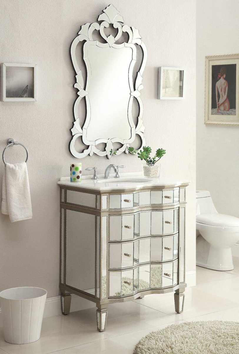 30" Mirrored Asselin Bathroom Sink Vanity - Model # K2274-30 - Bentoncollections