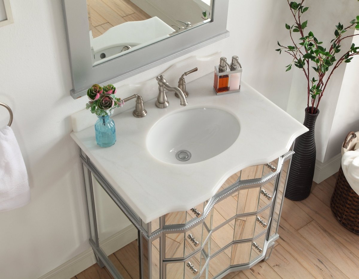 30" Mirrored Asselin Bathroom Sink Vanity - Model # K2274-30 - Bentoncollections